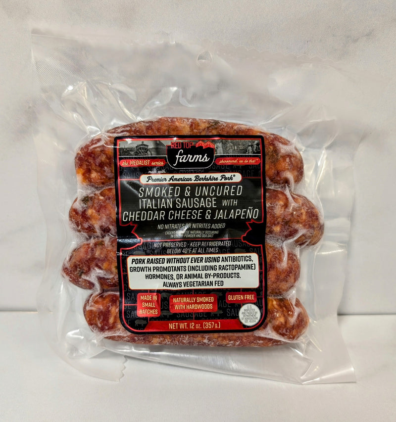 Uncured Smoked Italian Sausage with Cheddar Cheese and Jalapeno